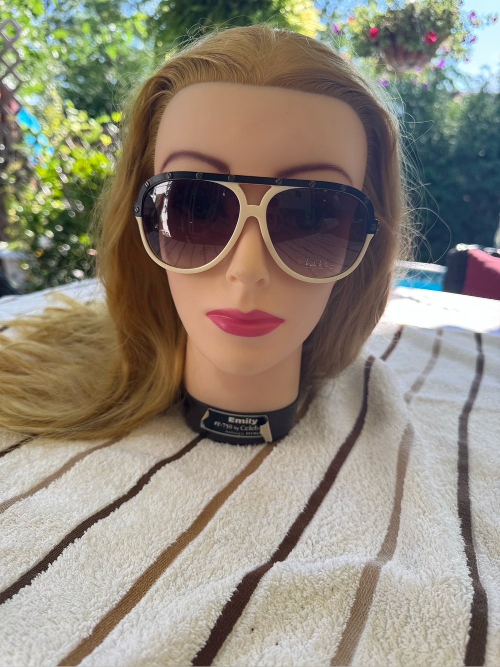 Nicole Miller oversized Two-Tone Women's Sunglasses - off White and Black